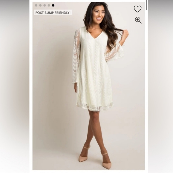 PinkBlush Dress Ivory bell sleeves Maternity/Postpartum size Small - Picture 2 of 8